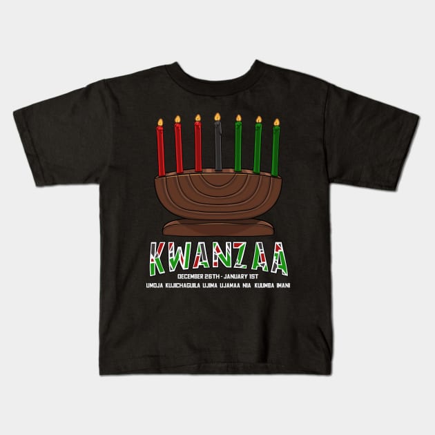 Kwanzaa Kinara Candle Kids T-Shirt by Noseking